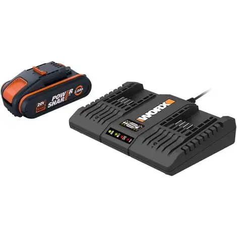 Batterie + Double Chargeur Worx WA3610 20V 2Ah 1 Batterie + Double Chargeur Worx WA3610 20V 2Ah