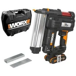 WORX - AGRAFEUSE/CLOUEUSE 2 EN 1 SANS FIL 20 V - WX840 (CAPACITÉ DU CHARGEUR: 100 CLOUS, 80 CLOUS/MIN, LIVRÉE AVEC ACCESSOIRES,