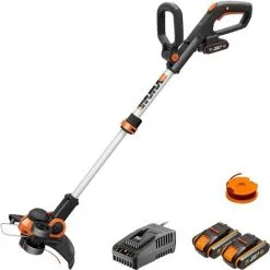 WORX 18V(20V MAX) Coupe Bordure Sans Fil Avec 2pcs Batterie, WG163E.3, Batterie Powershare