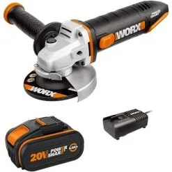WORX 18V (20V MAX) Meuleuse D'angle Sans Fil WX800.4, 4.0Ah, Powershare