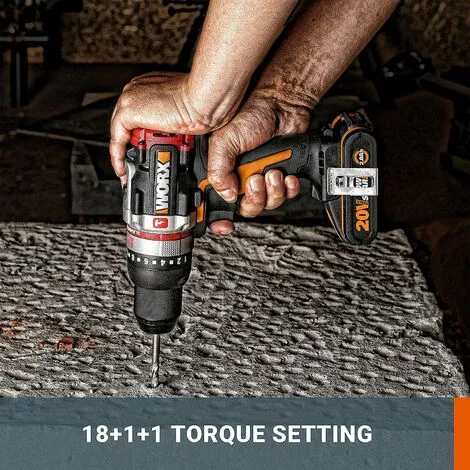 WORX 18V(20V MAX) Perceuse à Percussion WX354.1, Moteur Sans Balai, PowerShare 4 WORX 18V(20V MAX) Perceuse à Percussion WX354.1, Moteur Sans Balai, PowerShare – Image 4