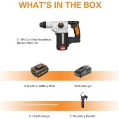 WORX Marteau Perforateur Rotatif Sans Balais 2,0 Kg WX380.1, PowerShareTM 18V(20V MAX) -Promos WORX Boutique 58757698 5