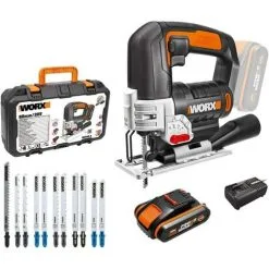 WORX 18V (20V MAX) Scie Sauteuse électrique Sans Fil Professionnelle WX543.2, Batterie Powershare