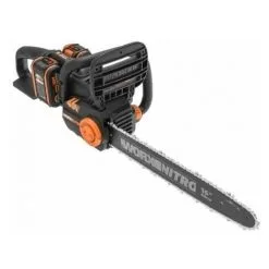WORX - Tronçonneuse Brushless Sans Fil NITRO 2x20V - 4Ah - WG385E ( Coupe 40 Cm, Vitesse 18m/s, Autolubrification